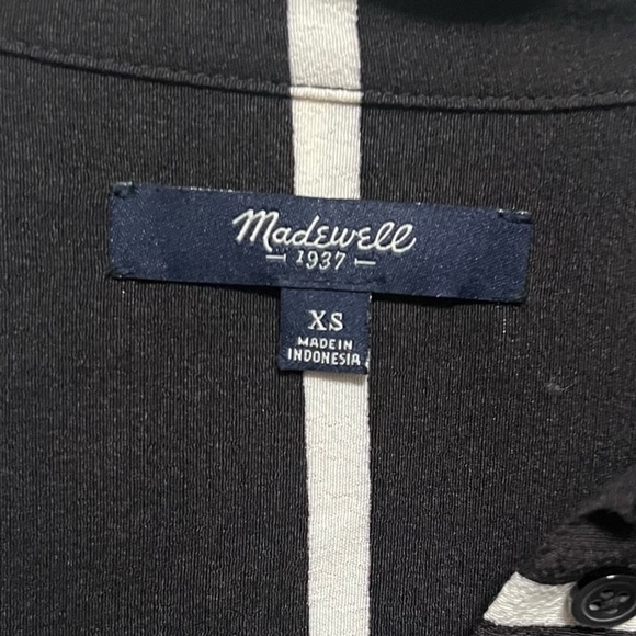 Madewell Black Break Stripe Button Front Courier Dress - Picture 7 of 8